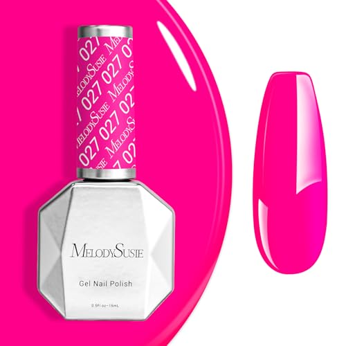Image of MelodySusie Neon Pink Gel Nail Polish,0.5fl oz Bright Pink Nails Soak Off UV LED Hot Pink Gel Polish Gift for Women Nail Art Manicure Salon DIY Nail Design Decoration at Home-027