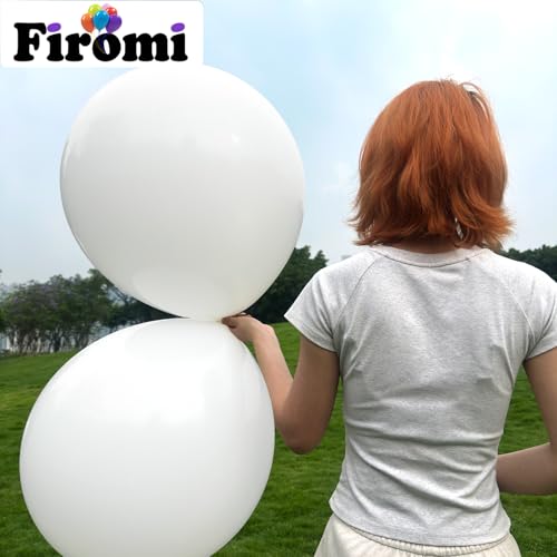 Image of Firomi White Balloons 18-inch 12 Pack Large Thicken (with 1 Ribbon) | Helium Big Matte White Latex Balloon Round for Wedding Birthday Party