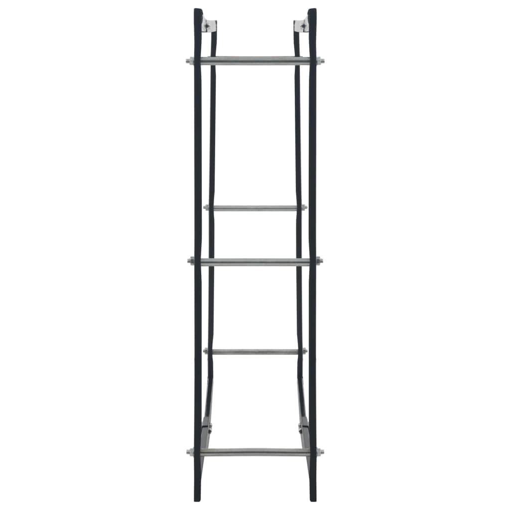 Brennholzregal Schwarz aus Stahl 100 x 25 x 100 cm, Kaminholzregal für Innen und Außen, Holzstaender, Holzlager, stapeln und ordnung im Wohnzimmer, Terrasse, Garten