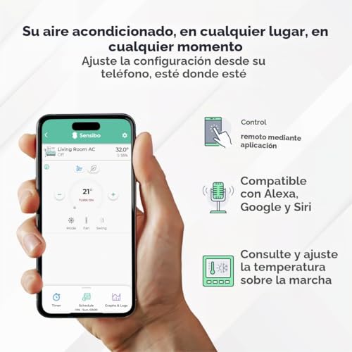 Miniatura 3 de Sensibo Sky - Controlador WiFi Inteligente de Aire Acondicionado. Mantiene la Comodidad con energía eficiente. Instalación fácil y rápida. Termostato automático Compatible con Google, Alexa, Siri.
