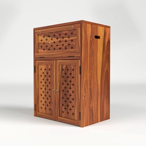 Image of Solid Wooden Inverter Battery Cabinet | Single Battery Box | Wooden Inverter Battery Cabinet | Battery Box | Sheesham Wood, Standard (Natural Finish)