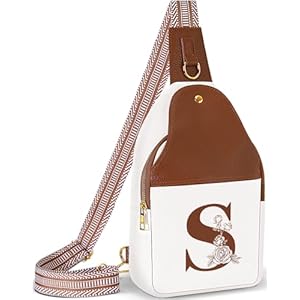 Crossbody Bag for Women Leather Sling Bags with Initial Letter Fanny Pack Chest Bag for Travel, Gift for Mom Wife