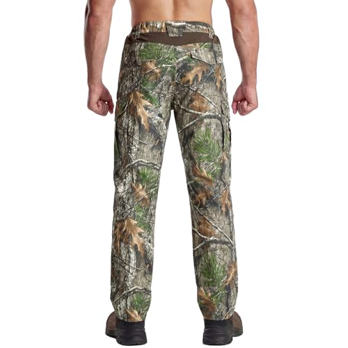LOOGU Men\'s Water Resistant Hunting Pants, Ripstop Cargo Pants with 8 Pockets Hiking Work Outdoor(Super Tree 34WX32L)