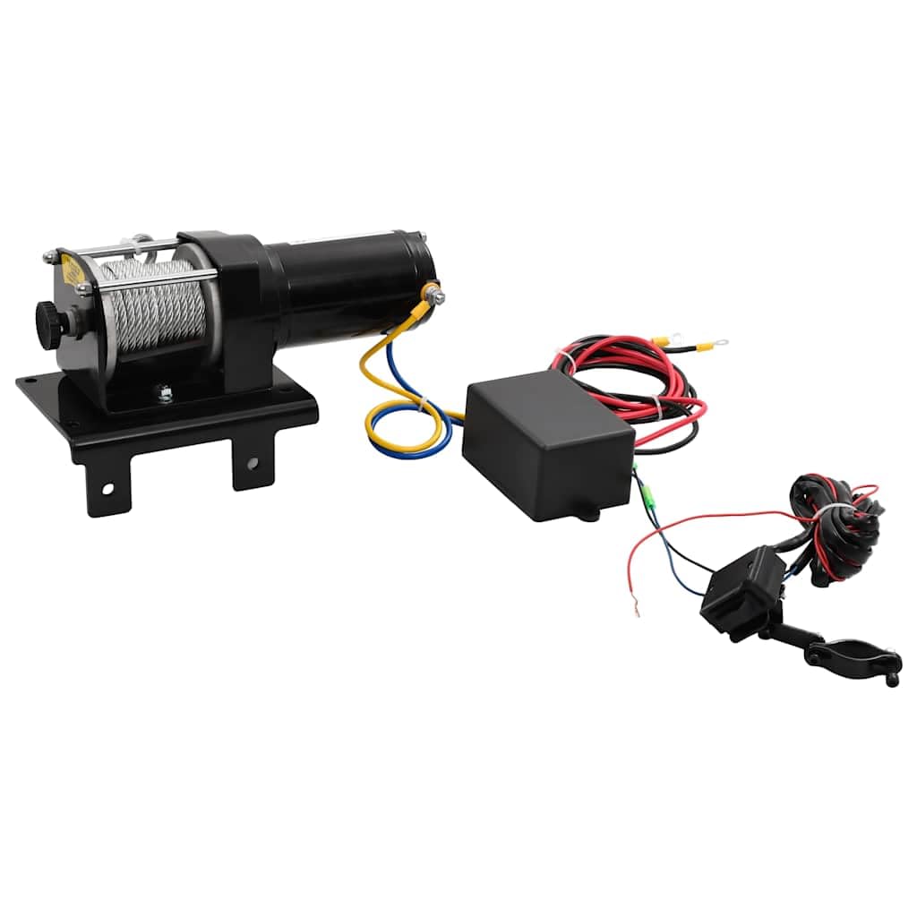 Elektrische Seilwinde 1360 kg Zugkraft 12V mit Montageplatte und Rollenführung, 9 m Stahlseil für Offroad, Auto, Boot, Werkstatt, Industrie, Bergung, Schleppen, Heben