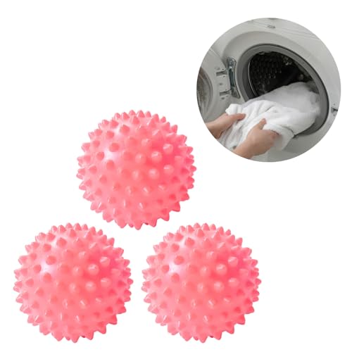 DIZLAS 洗濯ボール ランドリーボール 乾燥機ボール 絡み防止 からみ ドライヤーボール 洗濯機 3個セット (ピンク)