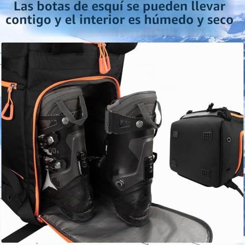 Mochila para botas de esquí de 70L bolsa de snowboard y casco Hp hope senderismo negro 3