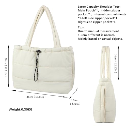 Queenoris Puffer Tote Bag for Women, Large Quilted Lightweight Satchel Purse Travel Gym Bag3
