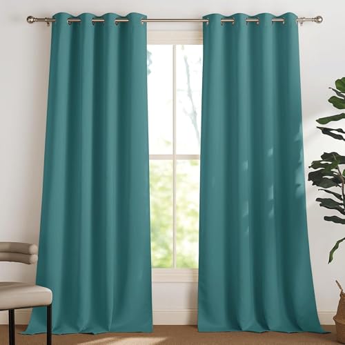 Image of Galaxy Home Decor Premium Blackout Curtain for Window 4 Feet | Thermal Insulated Modern Window Curtain with Rings for Living Room & Bedroom | Pack of 2, Sea Teal