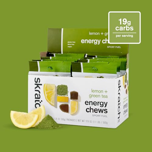 Image of Skratch Labs Energy Chews | Gummies for Running, Cycling, and Sports Performance | Gel Alternative | Matcha + Lemon (10 Pack) | Gluten Free, Vegan