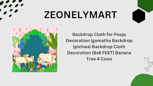 Image of Back Ground Decoration Clothes | Traditional Background Curtain Cloth for Festival Wedding Backdrop Cloth (Pink &Dark Blue (8 8 FT)) Cow Backdrop for Pooja Decoration| gudi padwa Decorations Backdrop