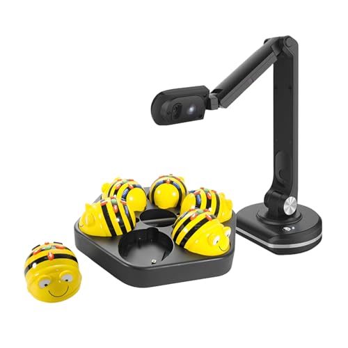6 STEM Bee Bots Coding Robot See & Say Version, 1 Docking Station with Free Joyusing V500S 8MP Document Camera | Educational Programming Classroom & Online Teaching Learn Robotics