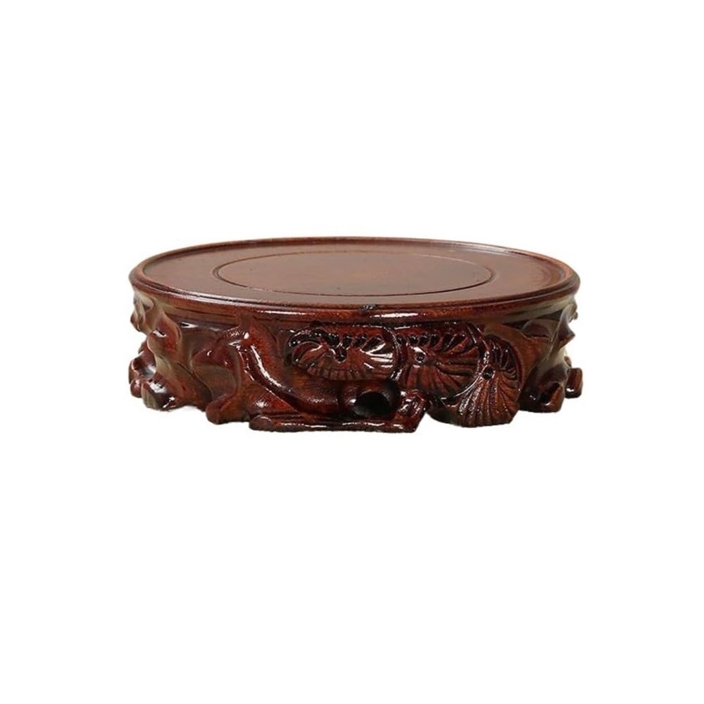 birene Vase Stand Wood Carving Display Pedestal Crafts Tea Sets Base Vase Bonsai Decorative Shelves(M)