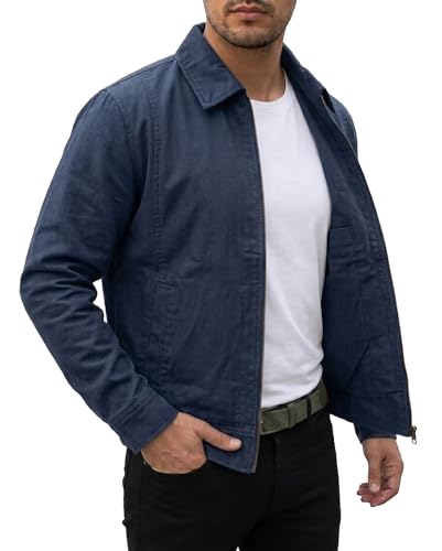 Image of Summer Lightweight Canvas Breathable Cotton Jacket For Men | Punk Gothic Brando Biker Coat Classic Rock Streetwear Belted Jacket