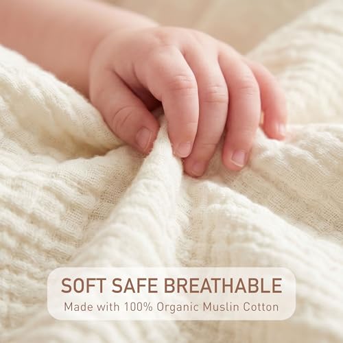 Image of Muslin Swaddle Blankets for Newborn, 4 Pack Breathable Soft Receiving Blanket, Large 38 x 40 inches Swaddle Wrap Burping Clothes, Essentials Infant Shower Items, Toddler Gift (Sweet Pink)