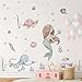 Dreamy Ocean Wall Stickers Sweet Pastel Mermaid Wall Decals Mermaid Themed Girls Rooms Baby Nursery Decor Marine Baby Room Wall Decor