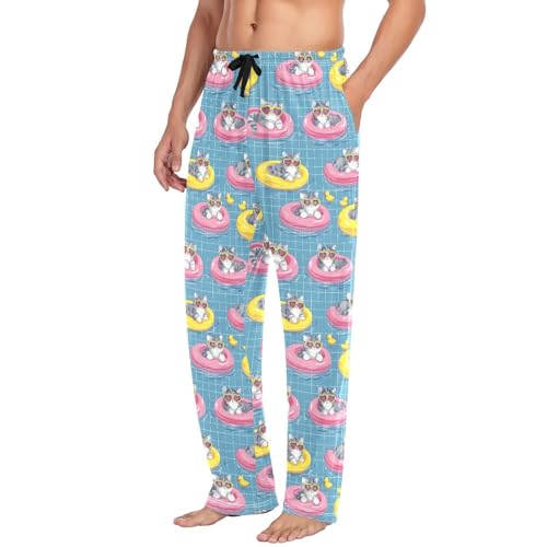 Men's Pajama Pants Cat Swimming Ring Pajamas Bottoms Pj Pants Soft Cotton Lounge Pant Sleepwear Bottom for Men4