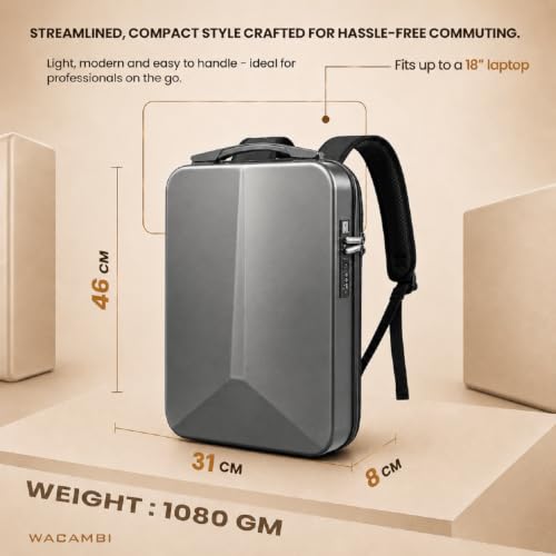 Image of Hard Shell polycarbonate Laptop Bag Anti-Theft Unisex 18inch Laptop bag Backpack with USB Charging Port Backpack forWomen And Men Medium Size
