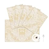 Loom and Mill Luxury Damask Placemats Set of 4, Elegant Jacquard Non-Slip Table Place Mats Durable & Washable Dining Table Mats for Home Kitchen Party Banquet Holiday Decor(Champagne Gold, 12x18in)