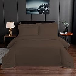 Edredon Cafe yibo Juego de Funda Nórdica 100% POLISTER Piezas para Cama 1 Funda Nórdico + Sabana Bajera + Funda DE Almohada (135, Cafe)