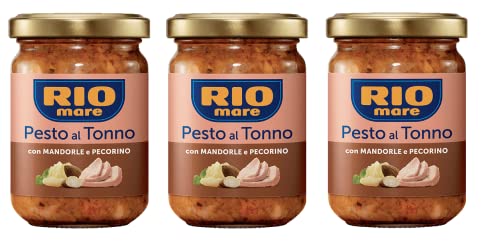 3 x Rio Mare Pesto al Tonno con Mandorle e Pecorino pesto de atún con almendras y pecorino, 130 g