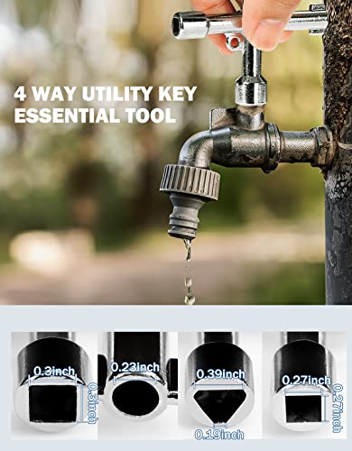 image for JOYTUTUS 12 Inch Water Meter Key, Water Shut Off Tool with 4-Way Utili