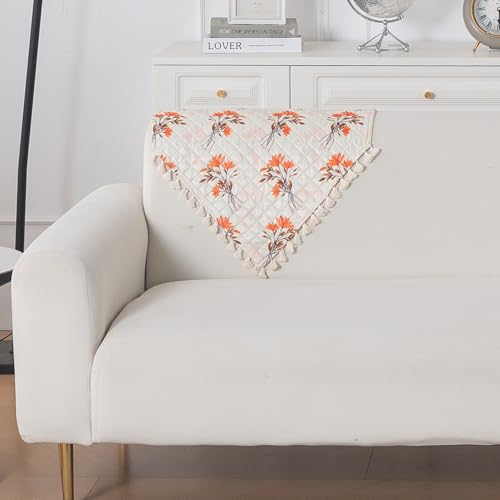 Image of HOKIPO Autumn Blossom Quilted Sofa Backrest Cover Mat| 'Tassel Twigs' Series (IN-988-T5)