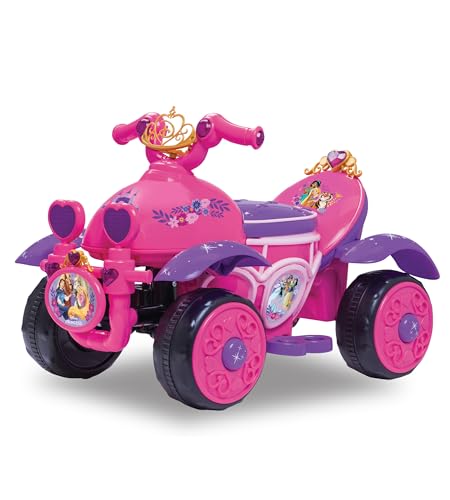 Kid Trax Toddler Disney Princess Electric Quad Ride On Toy, Kids 1.5-3 Years Old, 6 Volt Battery and Charger Included, Max Weight 45 lbs, Princess Pink