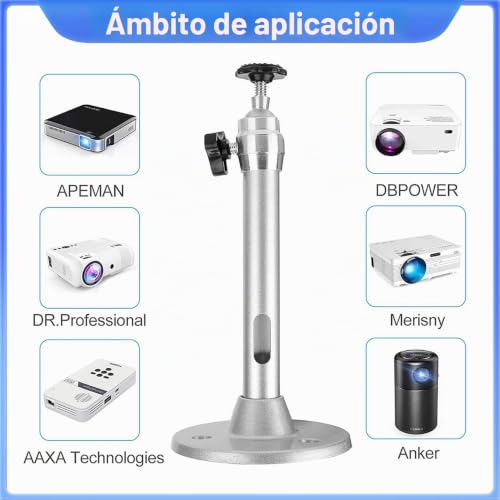 Miniatura 3 de Jurcicat Soporte Proyector Aluminio 360 Giratorio Universal Pared Mini Techo Para Proyector