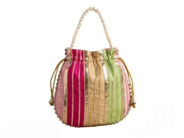 HAND CRAFT Luxury Women’s Potli Bag Premium Silk with Embroidery & Pearl Handle | Ladies Purse Handbag | Stylish Potli bag for Women | Drawstring Clutch Purse for Wedding, Festive, Party-image-12