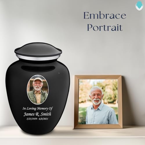 Image of Geturns Embrace Adult Personalized Picture Cremation Urns for Human Ashes I Large Photo Black Funeral Urn for Men and Women I 200 lbs