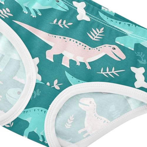 Wusikd Teal Dinosaurs Girls' Underwear Cotton White Bones Girls Briefs Soft Toddler Underwear 2T4