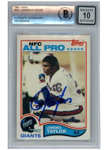 Lawrence Taylor 1982 Topps Football Autograph Rookie Card #434 BAS
