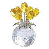 クリスタル 置物 ガラス クリスタルフラワー 枯れない バラ 花 ローズ 記念日 プレゼント ギフト インテリア 玄関 妻 彼女 誕生日 永遠の愛 (イエロー)