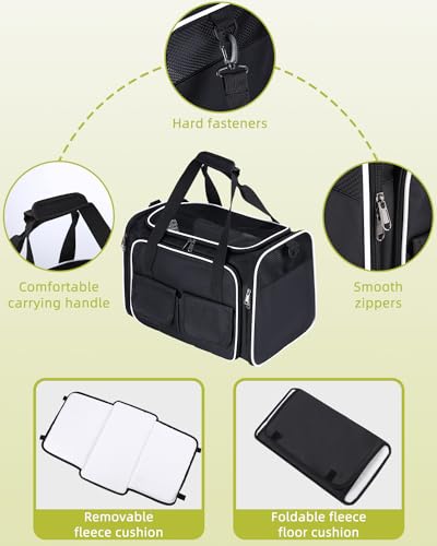 Katzen Transportboxen Faltbar, Katzentransportbox mit Abnehmbarem Plüschkissen, Katzentransporttasche L 45 * 31 * 6 cm,Haustiertragetasche mit Haustiermatte Hundetragetasche