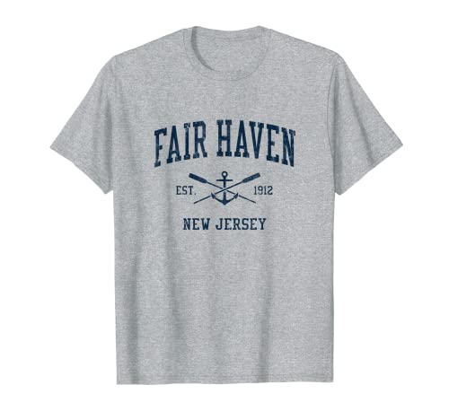 Fair Haven NJ Vintage Navy Crossed Oars & Boat Anchor T-Shirt