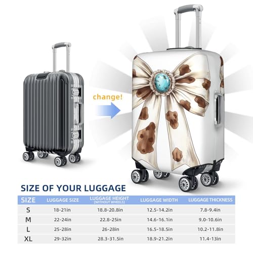 Cow-Print Ribbon Bow Vintage Elastic Travel Luggage Covers Dustproof Scratch-Resistant Suitcase Protector Fit 22-24 Inch4