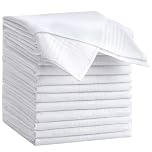 MIDERDO 12Pack Men's Handkerchiefs 16inch - White Soft Cotton Handkerchiefs for men - 40 x 40cm Large Pocket Squares Hankies for Men and Grooms, Premium Classic Gents Hankies Set (White with Stich)