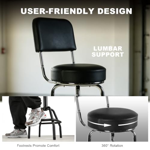 Image of Big RED Swivel Bar Stool with Backrest
