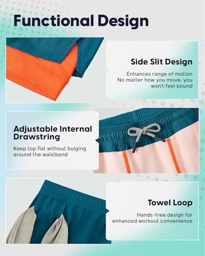 Image of maamgic Mens Workout Shorts 2 in 1 Stretch 5 inch / 7 inch Gym Shorts Running Shorts with Compression Liner Zip Pocket