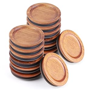 12Pack Regular Mouth Mason Jar Lids – Acacia Wooden Storage, Canning Ball Jar with Airtight Silicone Seal, Brown.