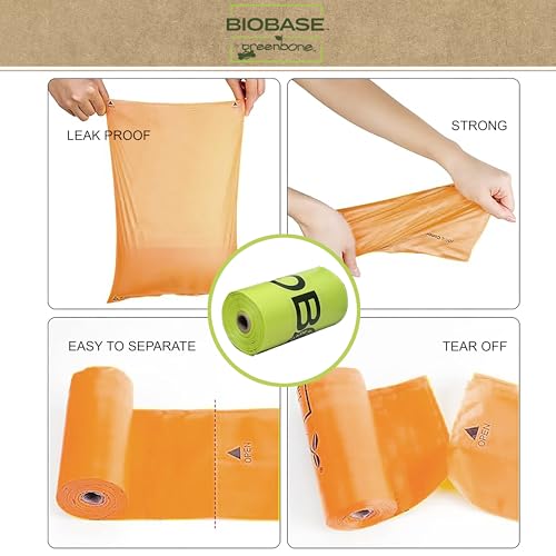 Image of Biobase by Greenbone Dog Poop Bags - 16 Rolls (192 Bags), Cornstarch-Based, Durable, Fits Most Dispensers
