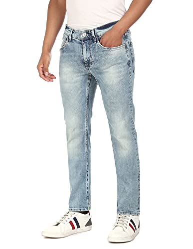 Image of U.S. POLO ASSN. Men Light Blue Mid Rise Regallo Skinny Fit Jeans