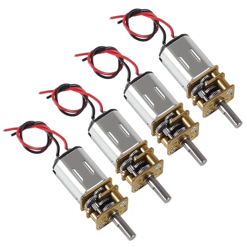 XIITIA 4pcs DC 3V-6V Mini N20 Gear Motor Slow Speed Full Metal Gearbox Without Terminal for Smart Car DIY RC Toys