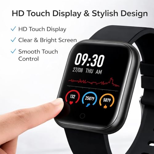 Image of Smart Watch for Kids 9 - 12 Years Old Men, Women, Boys, Girls, - ID116 D20 Single Touch Interface, Water Resistant, Workout Modes, Quick Charge Sports Smartwatch - Black ( Charger not Included )