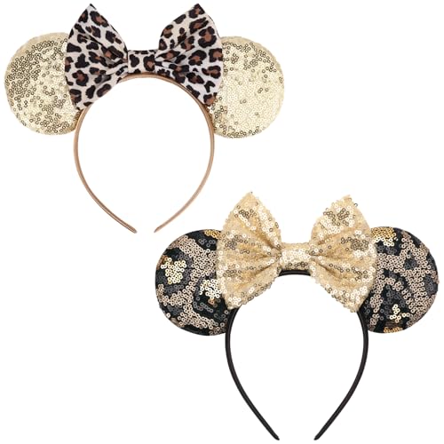 Image of DRESHOW Mouse Ears Bow Headbands Glitter Party Decoration Cosplay Costume for Women