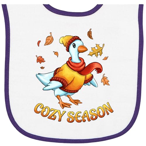 inktastic Cozy Season- Goose in Sweater and Scarf Baby Terry Cloth Bib