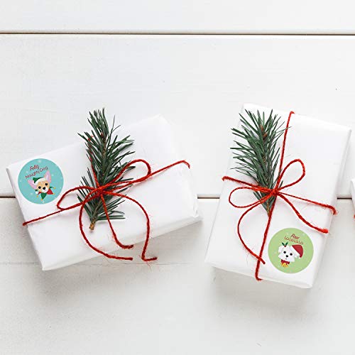 Holiday Dog Christmas Stickers / 500 Puppy Holiday Labels / 1.5" Winter Dog Designs/Made In The Usa #TOP5