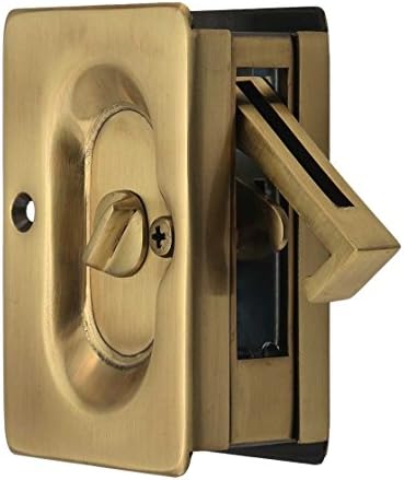 Emtek Pocket Door Privacy Lock Set, Antique Brass image 2
