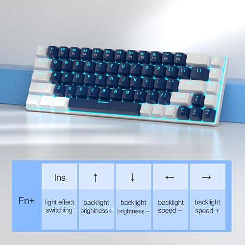 Image of MageGee Portable 60% Mechanical Gaming Keyboard, MK-Box LED Backlit Compact 68 Keys Mini Wired Office Keyboard with Blue Switch for Windows Laptop PC Mac - Blue /White