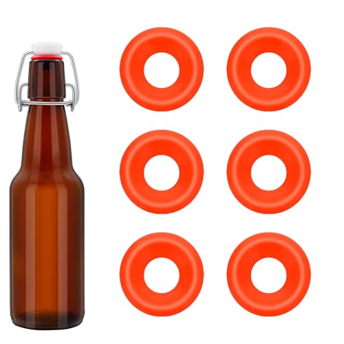 6 PCS Silicone Bottle Cap Gaskets, Replacement Seals for Fli